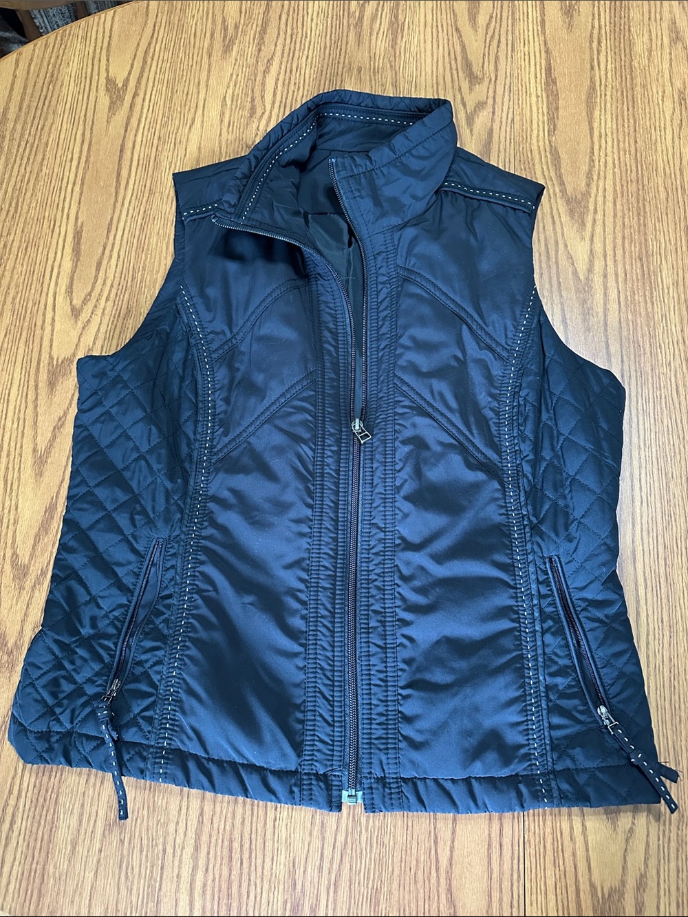Coldwater Creek Black Quilted Zip-Front Vest
